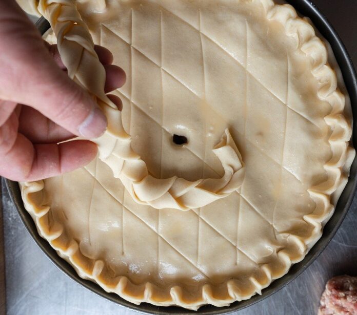 Pie crust placed on a pie